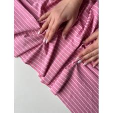 Рибана вязанная Полоска молочная на розовом