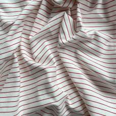 Кулирка с лайкрой Мелкая красная полоска на молочном