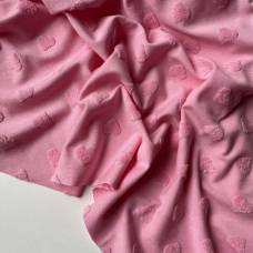 Трикотажная махра Сердечки мини (2см) Розовые