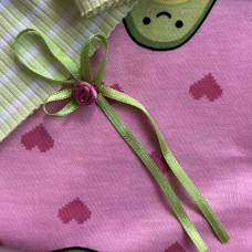 Бант пришивной с розой Зеленый / 5шт