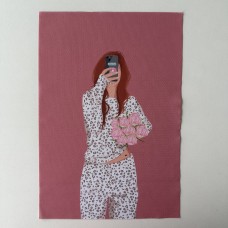 Нашивка Девушка в леопарде с телефоном (размер А4)