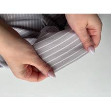 Рибана вязанная Полоска молочная на сером