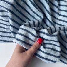 Трикотажная махра полоска Светло-голубая/индиго (1/0,5 см)