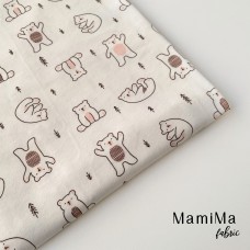 Мягкий и уютный интерлок с милыми мишками на молочном фоне - идеальный материал для детской одежды